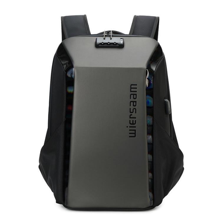 Wiersaam WY1350 Men Anti-Theft Business Backpack Laptop Bag For Travel With Password Lock, WY1350 Gray Wiersaam WY1350 Men Anti-Theft Business Backpack Laptop Bag For Travel With Password Lock, WY1350 Gray